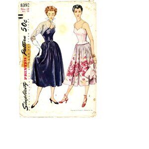 Simplicity 8392 Vintage Sewing Pattern Size 12 Bust 30 Skirt Bodice Lace Bolero